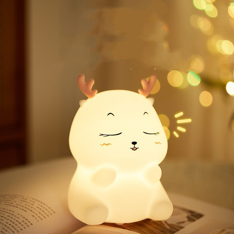 Deer Silicone Pat Lamp Nursing Seven-color Night Light